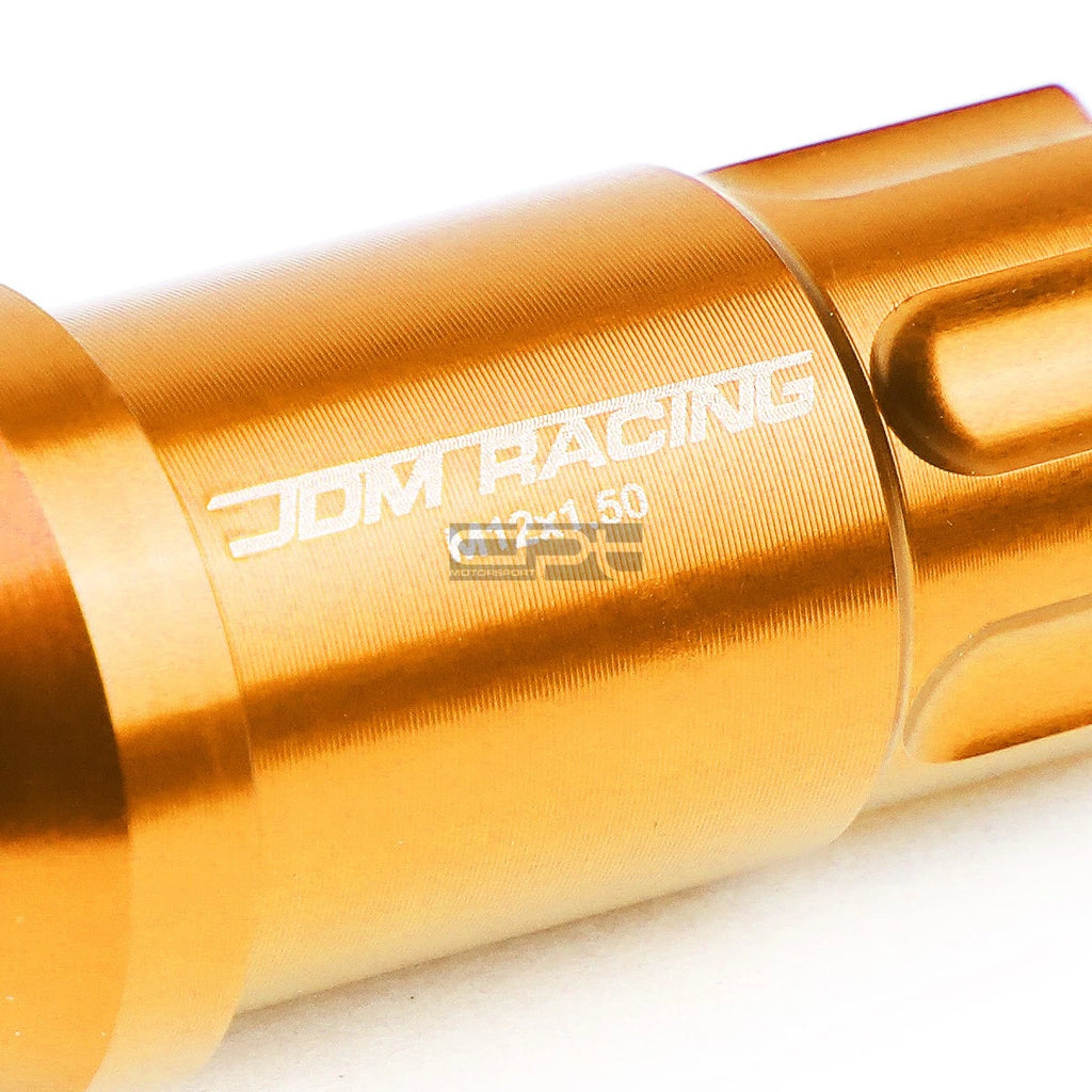 20 PC Open End M12x1.5 50mm Tall Orange Aluminum Lug Nuts + Lock Key for JDM