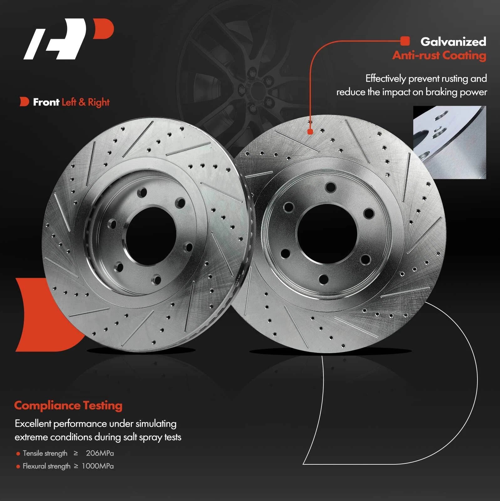 Front Drilled Brake Rotors for Nissan Armada (2007-2014)