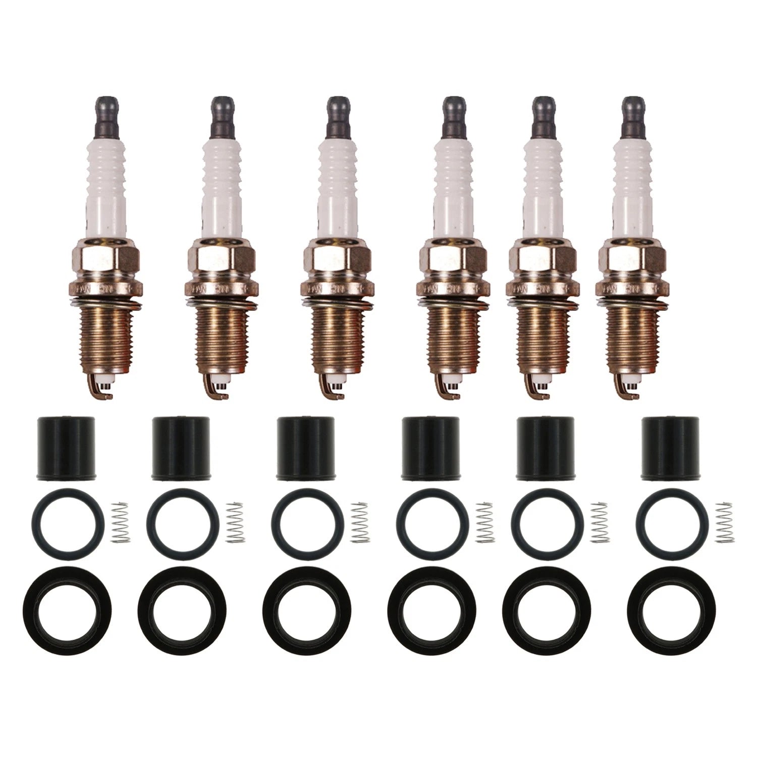 Set of 6 Denso Spark Plugs & NGK Ignition Coil Boots for Dodge Ram 1500 V6 (2007)