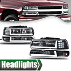 LED DRL Headlight and Bumper Lamps for Chevy Silverado 1500 2500 HD (1999–2002)