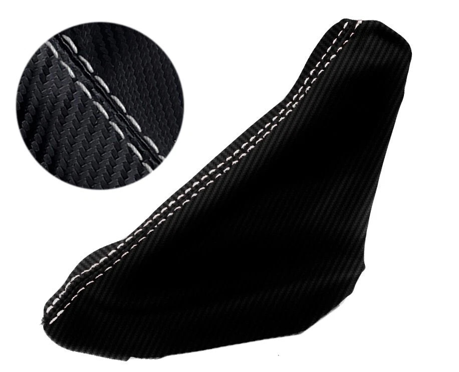 E Brake Boot Cover for Ford Focus (2000–2007) Carbon Fiber White Stitch