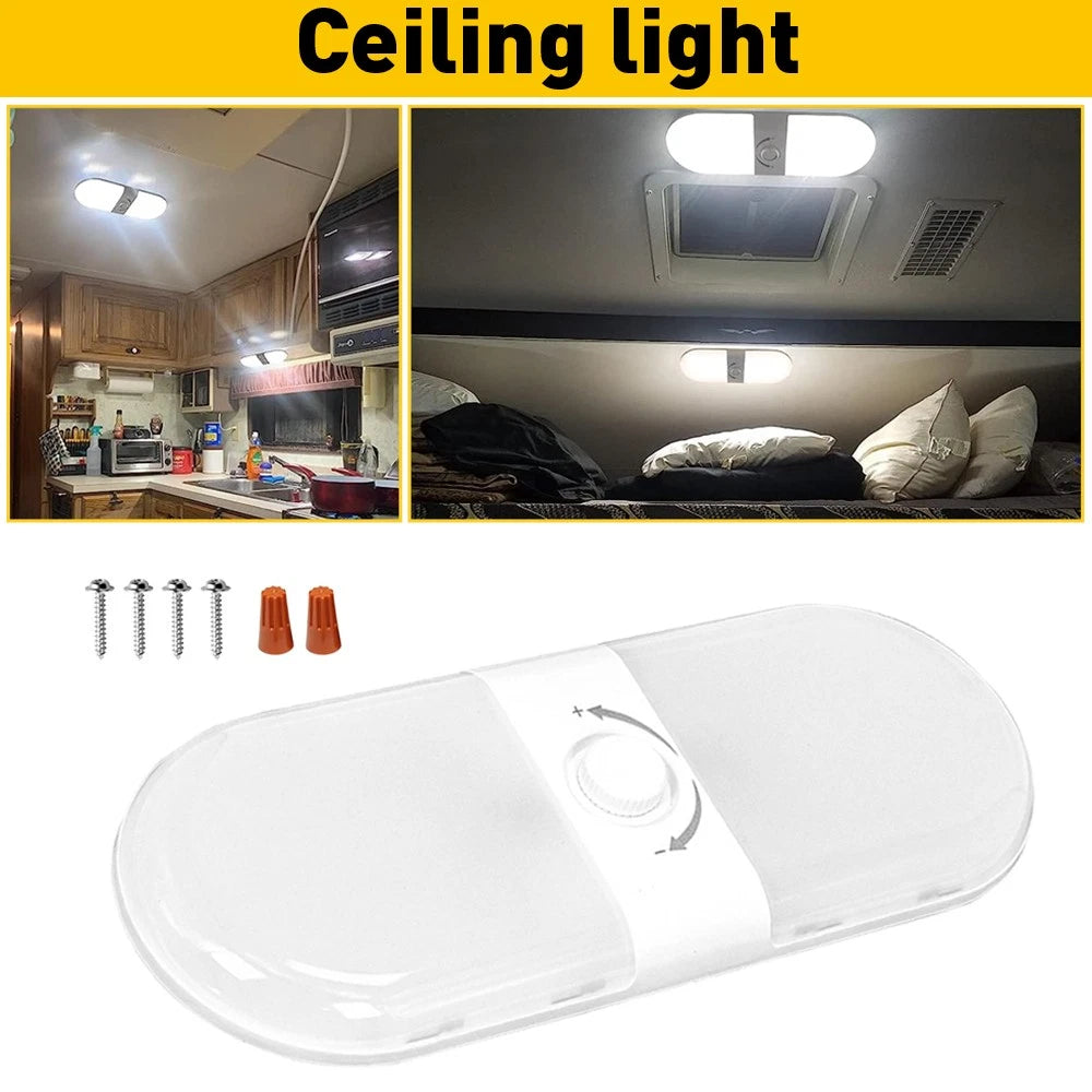3 Color Dimmable RV Ceiling Light for Camper Trailer Boat (4V)