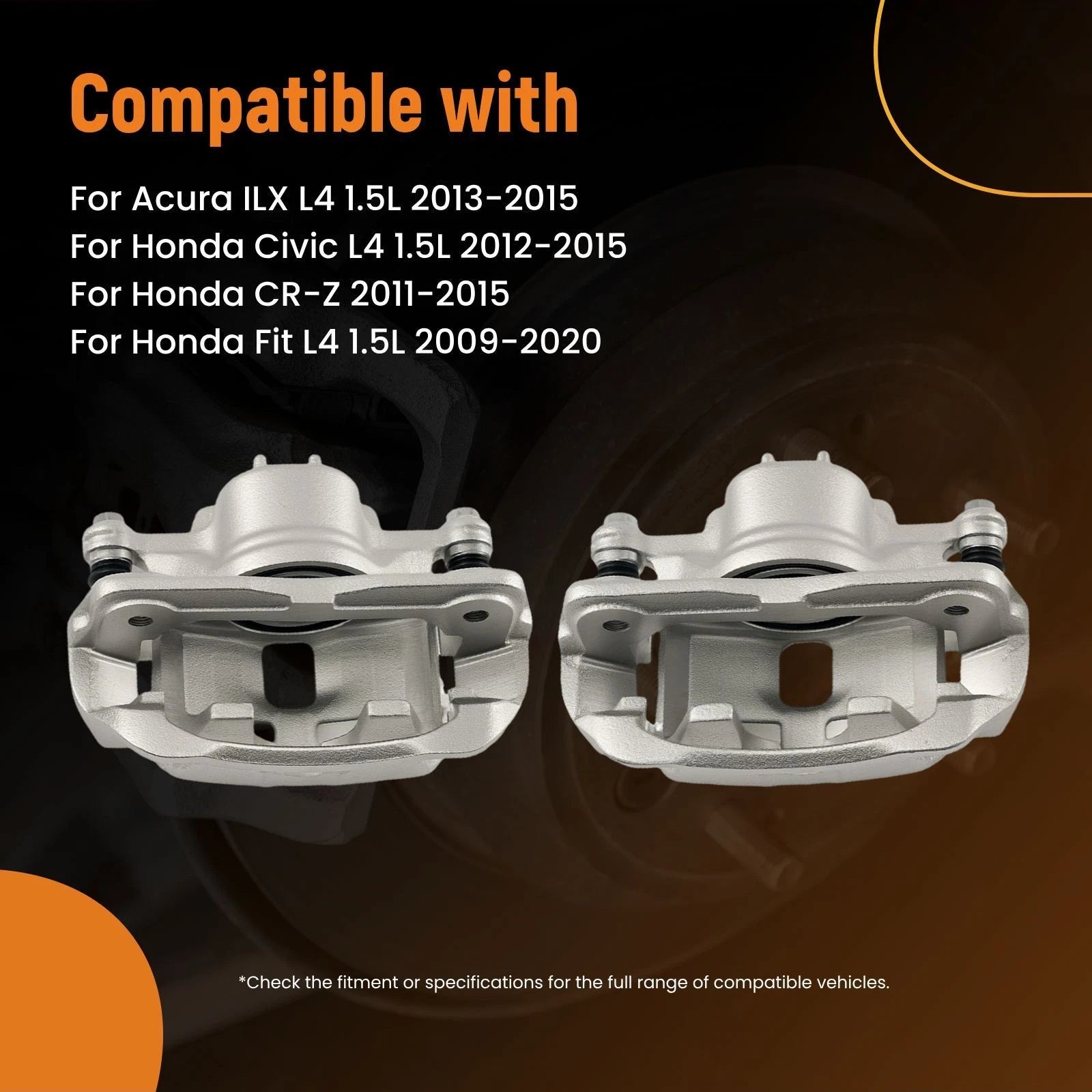 Brake Calipers Pair for Honda Civic (2012–2015) / CR-Z (2011–2015)