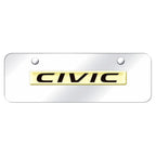 Gold Name on Chrome Mini License Plate - Officially Licensed for Honda Civic