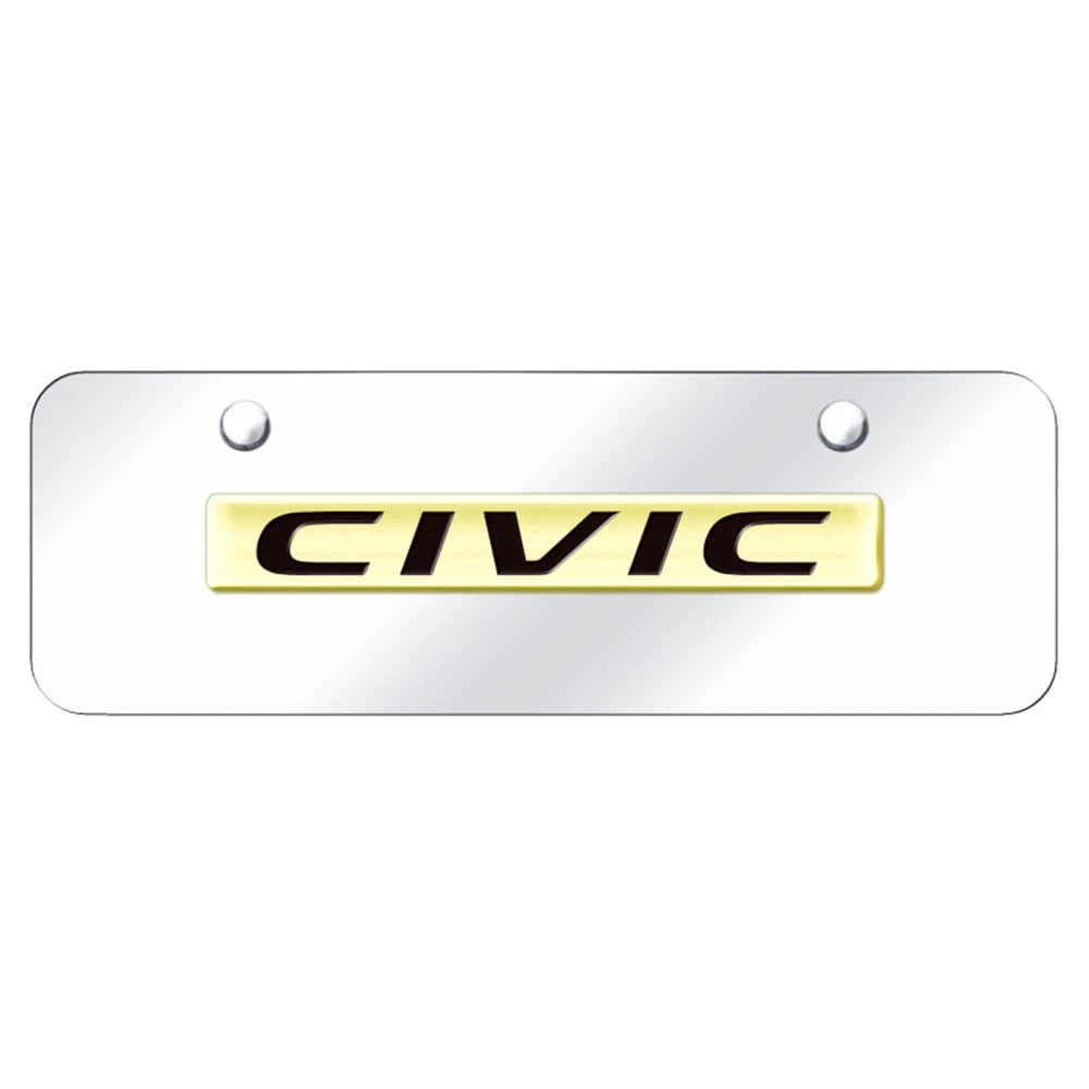 Gold Name on Chrome Mini License Plate - Officially Licensed for Honda Civic