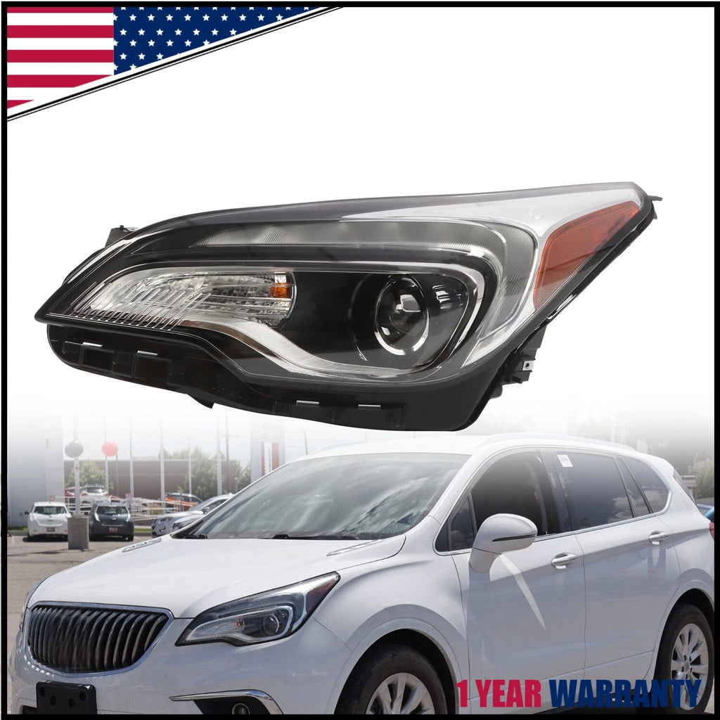 Halogen Headlight Left Driver for Buick Envision (2016–2018) W/ LED DRL Bulbs
