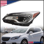 Halogen Headlight Left Driver for Buick Envision (2016–2018) W/ LED DRL Bulbs