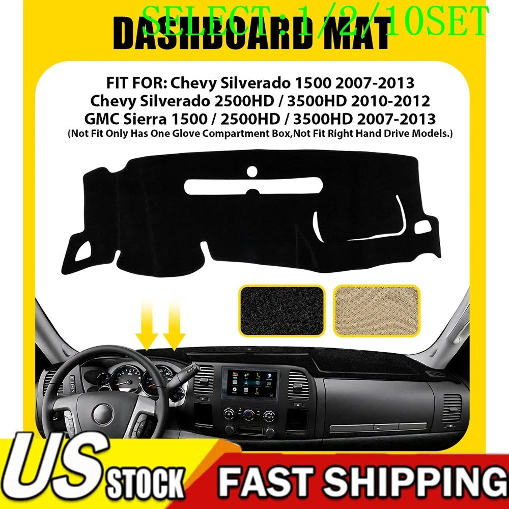 Dash Cover Pad for Chevy Silverado Sierra (2007â2013) Black