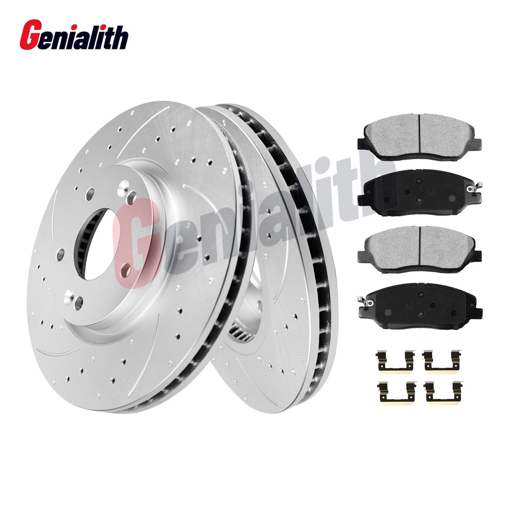 Set of 2 Front Disc Brake Rotors & Ceramic Brake Pads for Hyundai Santa Fe (2007–2009)
