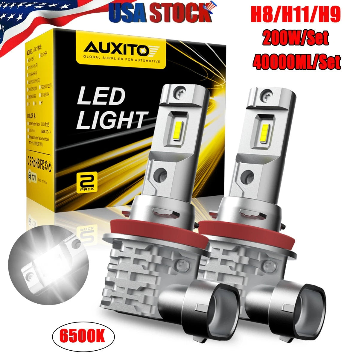 2X H8/H9/H11 LED Headlight Bulbs for Universal Fit (2010–2023)