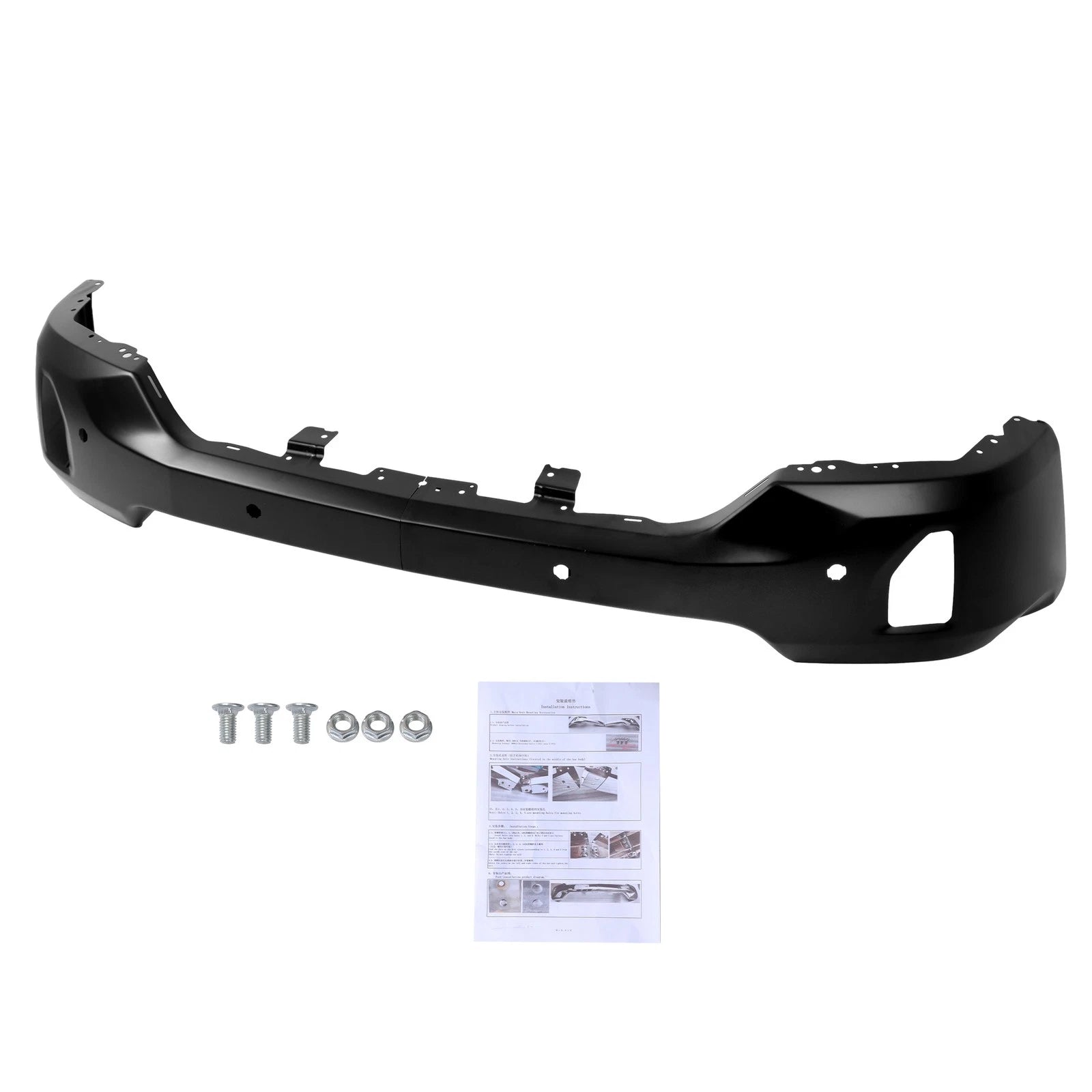 Bumper Face Bar for Chevrolet Silverado 1500 (2016–2018) Steel Black Front