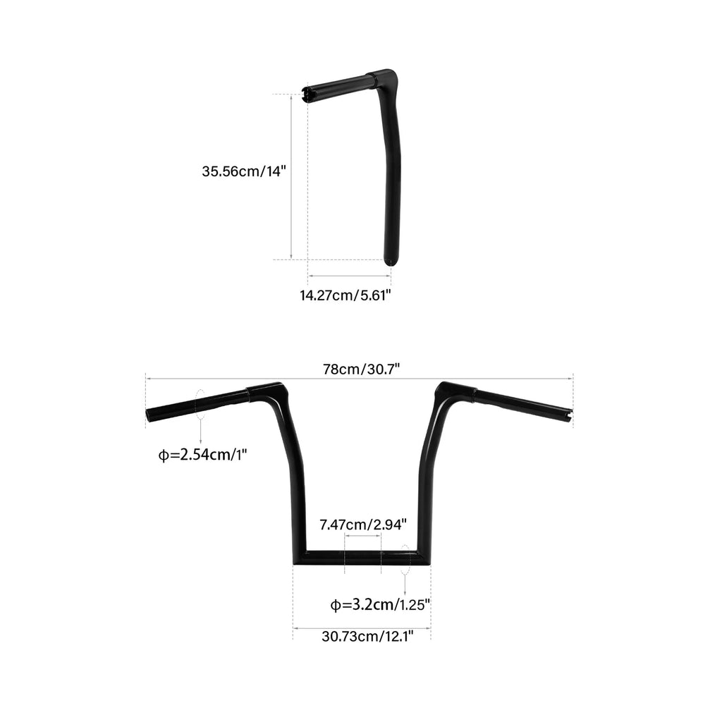 14" Rise 1.25" Fat Ape Hanger Handlebar for Harley Fat Boy (2018–2024)