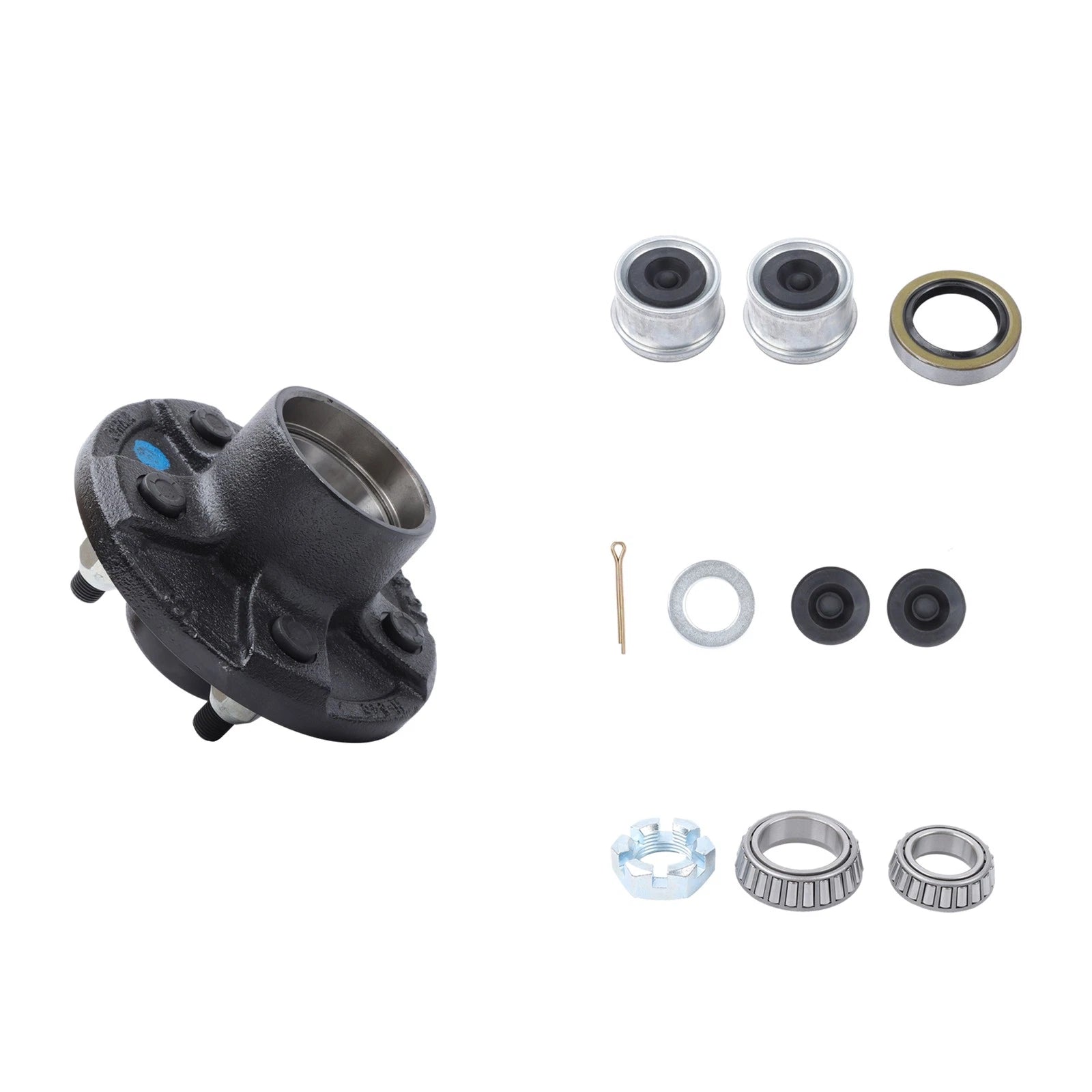 Set of 2 Trailer Hub Kits 5 on 4.5 for 3500 lbs Axle (1-1/16'' to 1-3/8'')