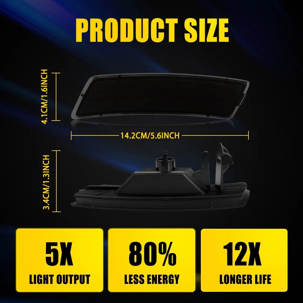 Set of 2 Smoked Lens Amber Full LED Side Marker Lights for VW Tiguan (2018–2023), Beetle (2012–2019)