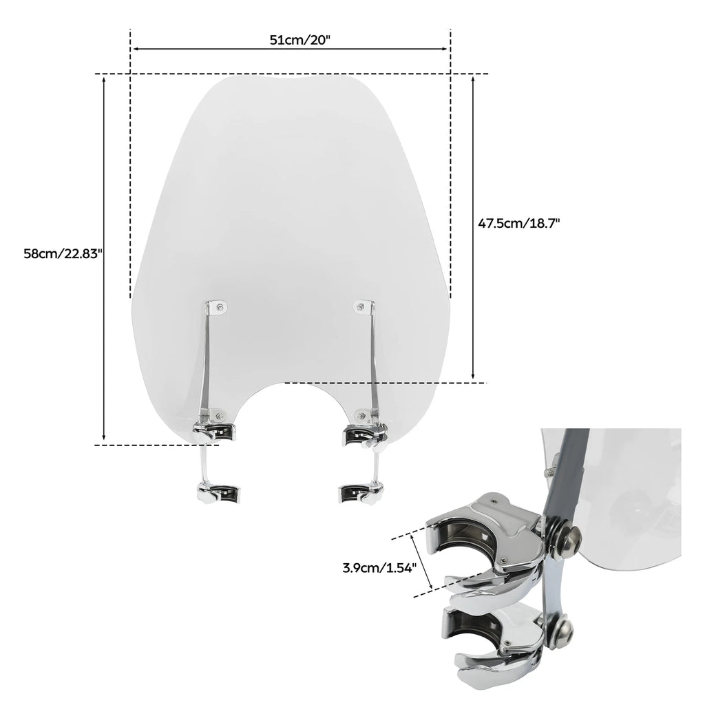 Windscreen & Bracket for Harley Sportster XL883 1200 (1988–2022)