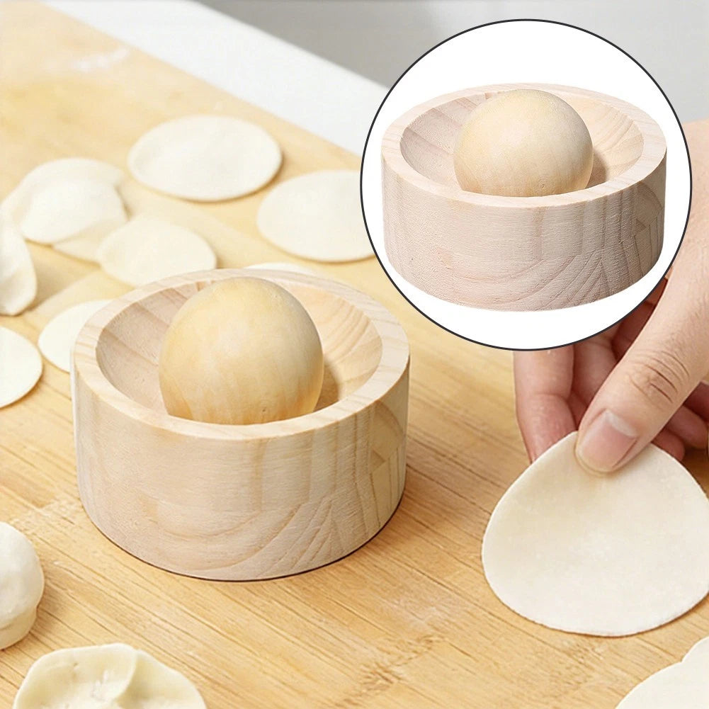Hand Operated Wooden Dough Press for Rice Cake and Dumpling