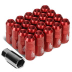 Set of 20 J2 7075 Forged Aluminum M12x1.25 Close-End Lug Nuts w/Adapter Key Red