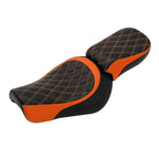 Rider Driver & Passenger Seats for Harley Iron 883 XL883N (2016–2022) Black Orange