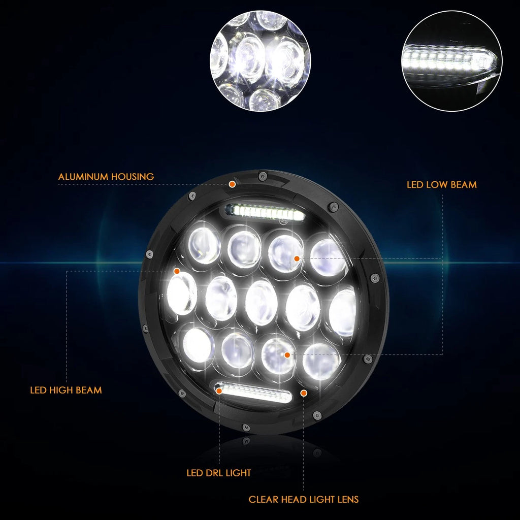 Set of 4 Full LED Bug Eye Projector Headlight & Fog Lamps for Wrangler (2007–2018)