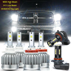 6000K Combo LED Headlight and Fog Light Bulbs for Dodge Ram (2009–2012)