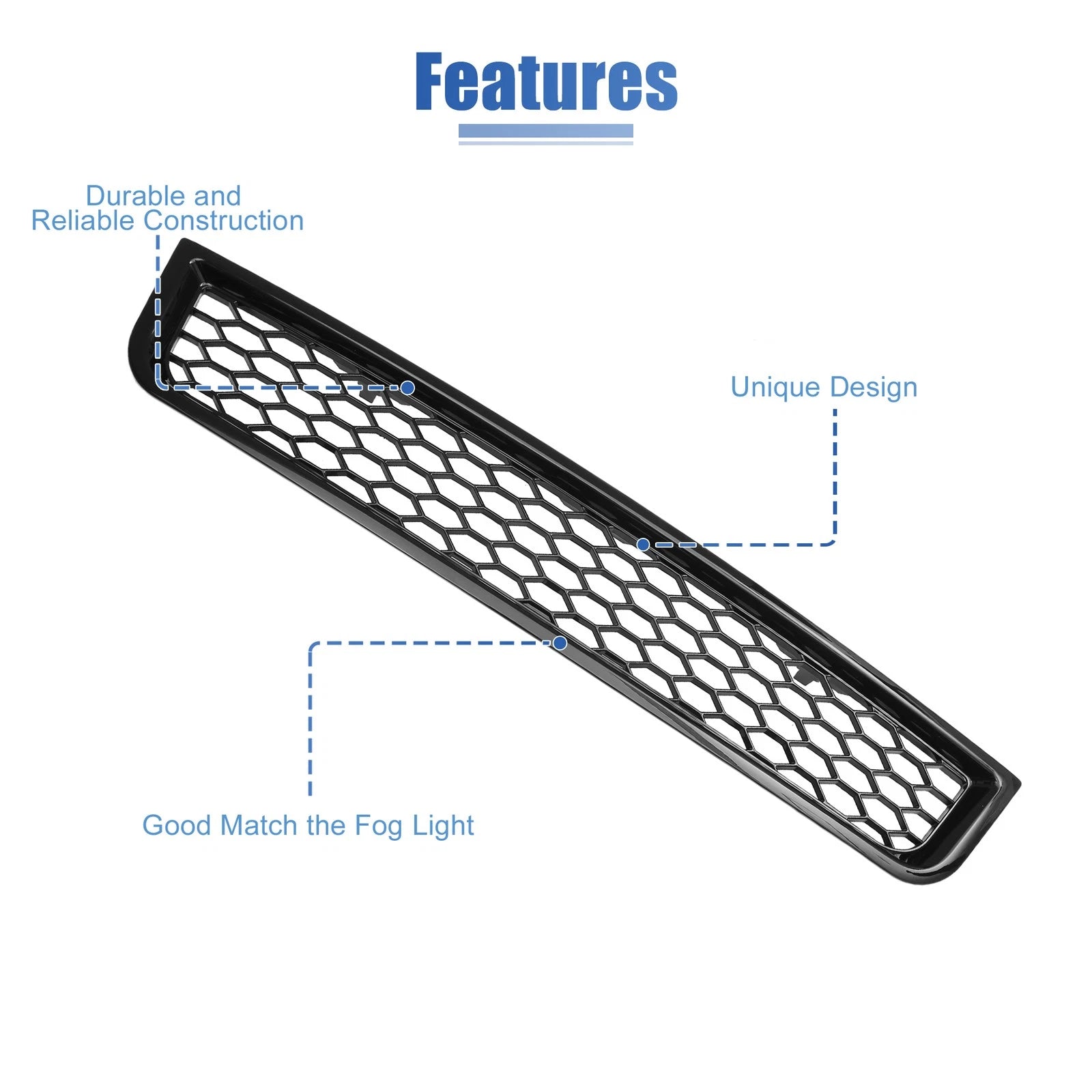 Front Bumper Grille for Audi A4 B6 Sedan (2002–2005) No. 8E0807647 Black Plastic