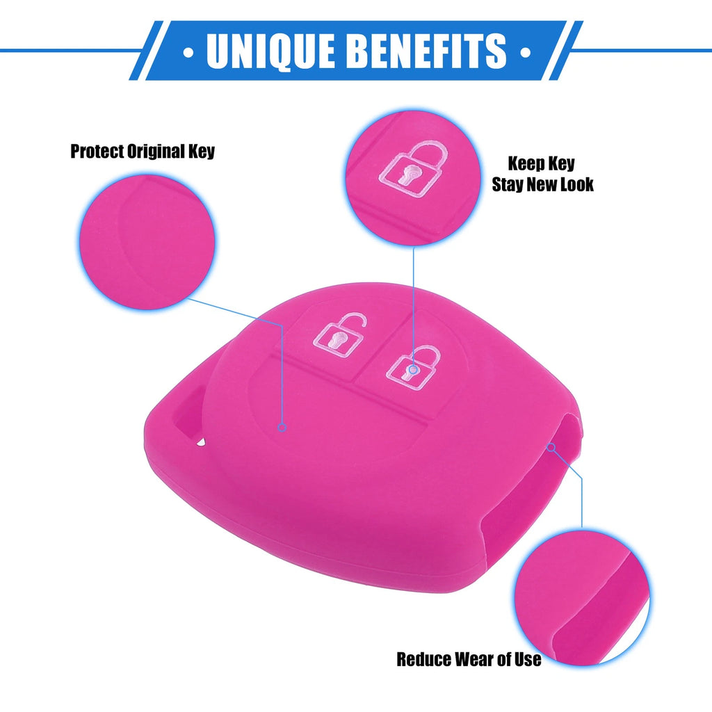 2X Key Fob Case Protector for Suzuki (2 Button) - Silicone Rose Red