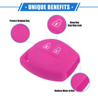 2X Key Fob Case Protector for Suzuki (2 Button) - Silicone Rose Red