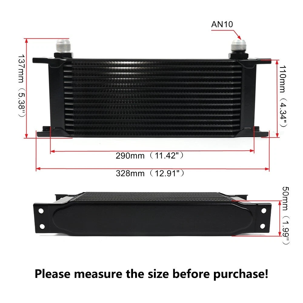 15 Row Aluminum Engine Transmission Oil Cooler Kit for Universal Applications