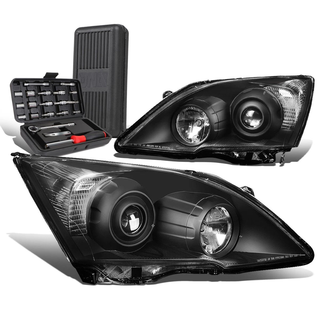Projector Headlight Lamps for Honda CR-V (2007–2011) - Black/Clear
