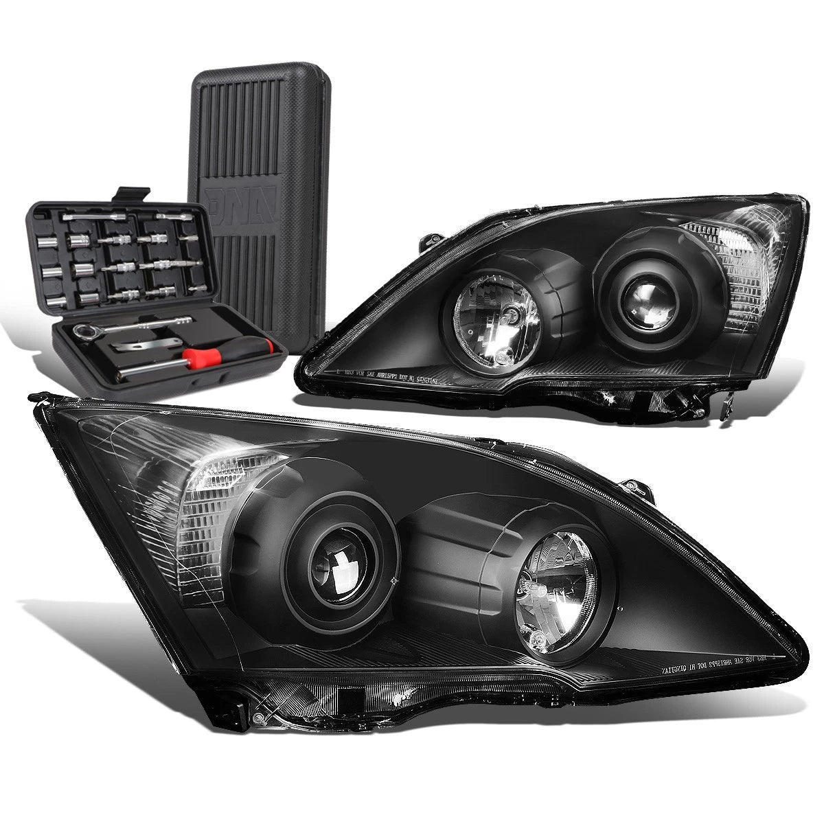Projector Headlight Lamps for Honda CR-V (2007–2011) - Black/Clear