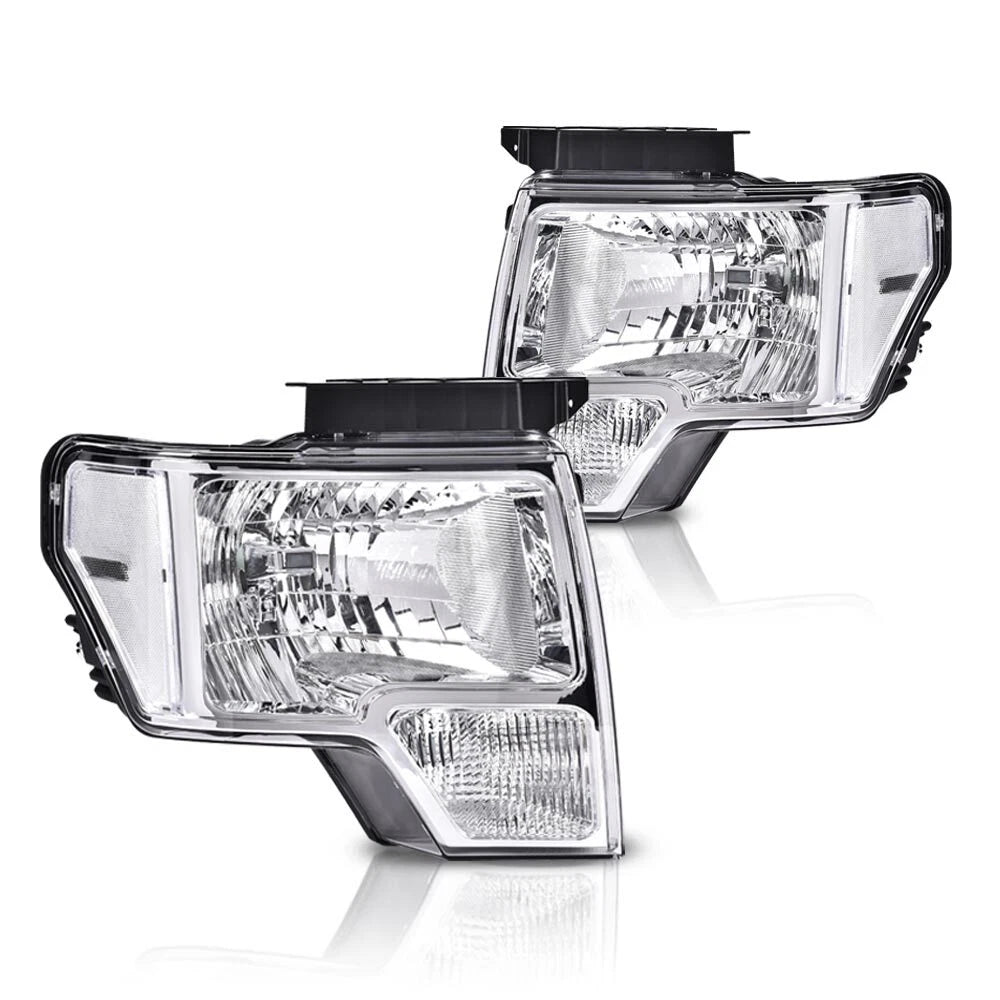 Clear Lens Chrome Housing Headlights for Ford F150 (2009–2014)