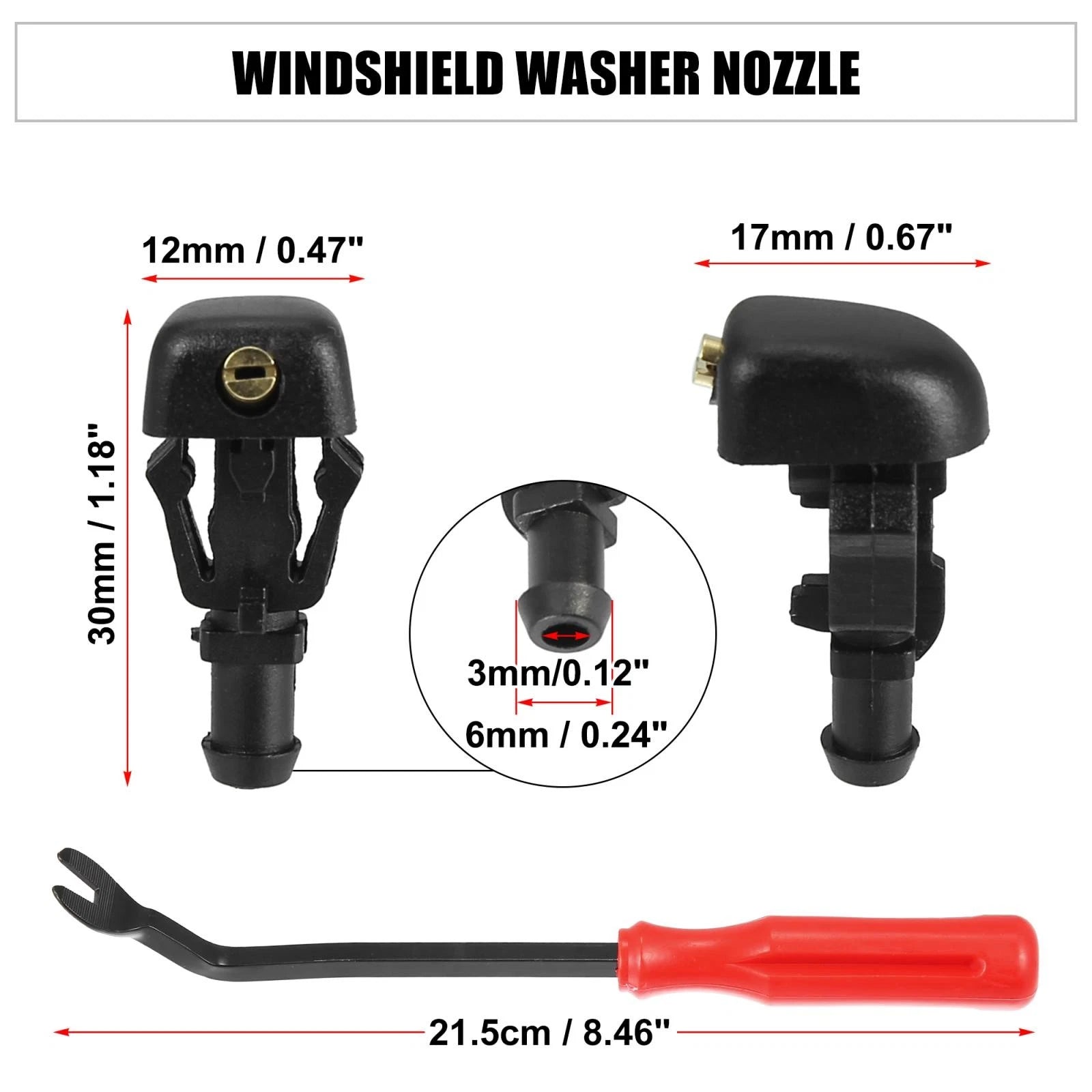 9pcs Front Windshield Washer Nozzle Kit 3W7Z-17603-AA for Ford F-150 (2004–2023)