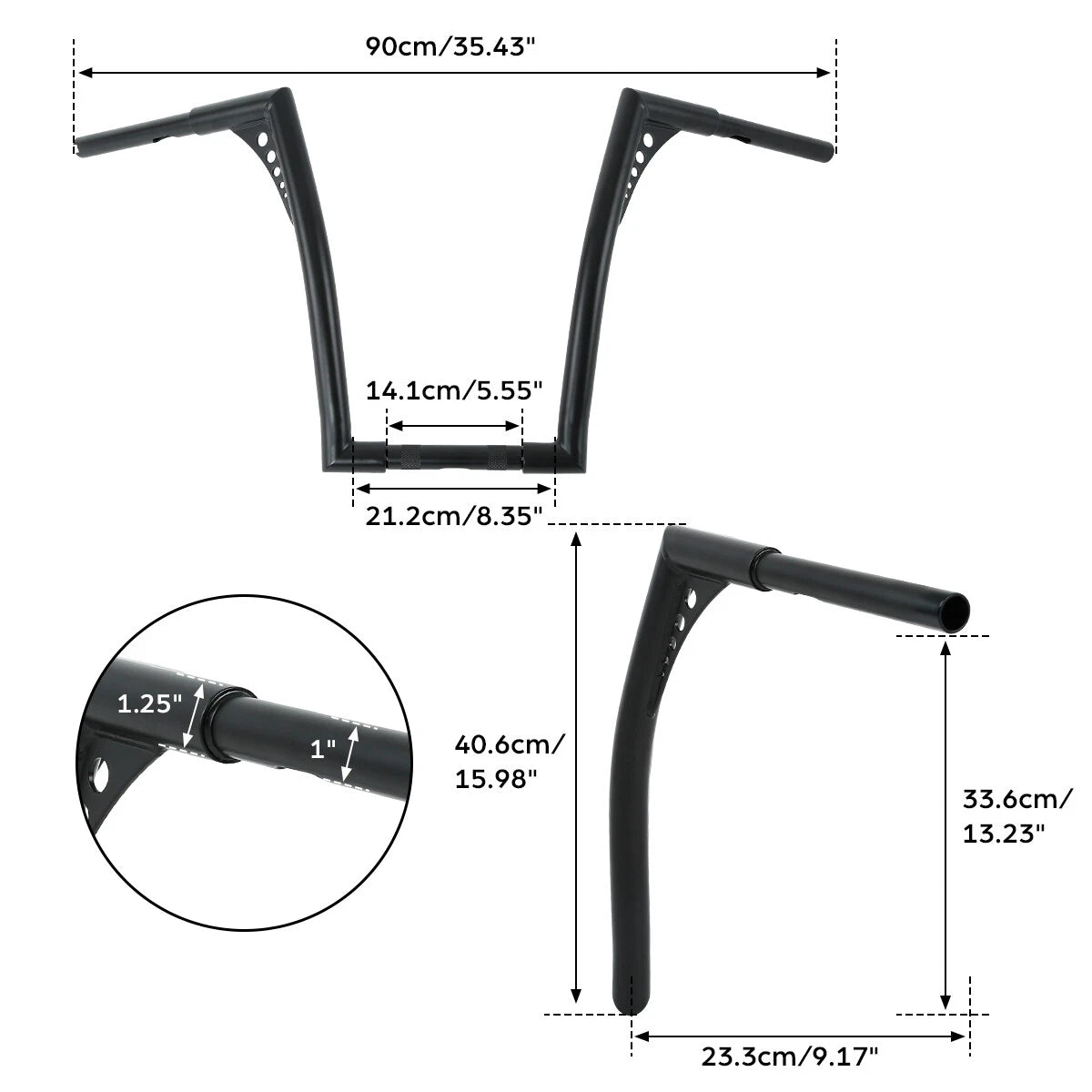 16" Fat 1 1/4" Handlebar Hanger for Harley Sportster XL, Softail
