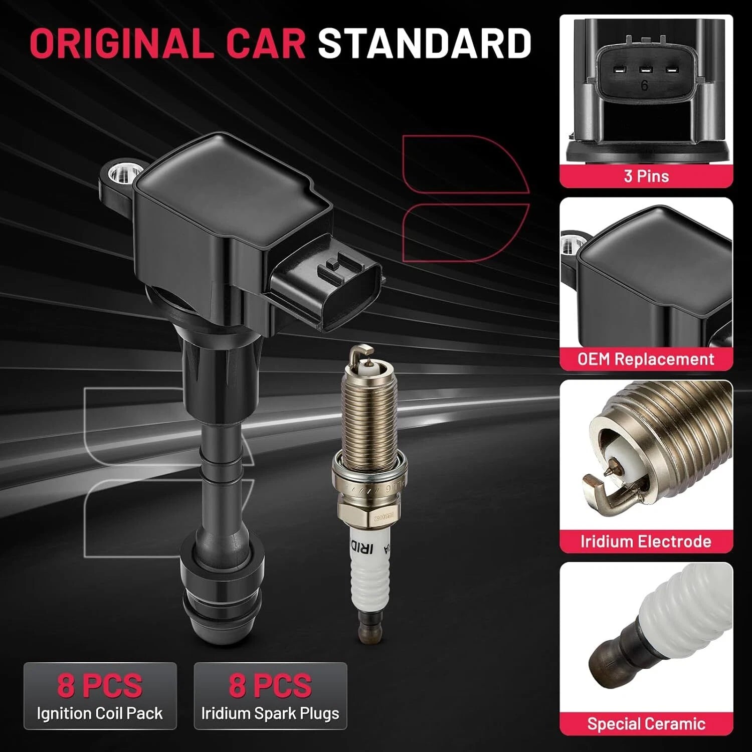 8-Piece Spark Plug and Coil Pack Set for Nissan Pathfinder Armada (2004-2004)