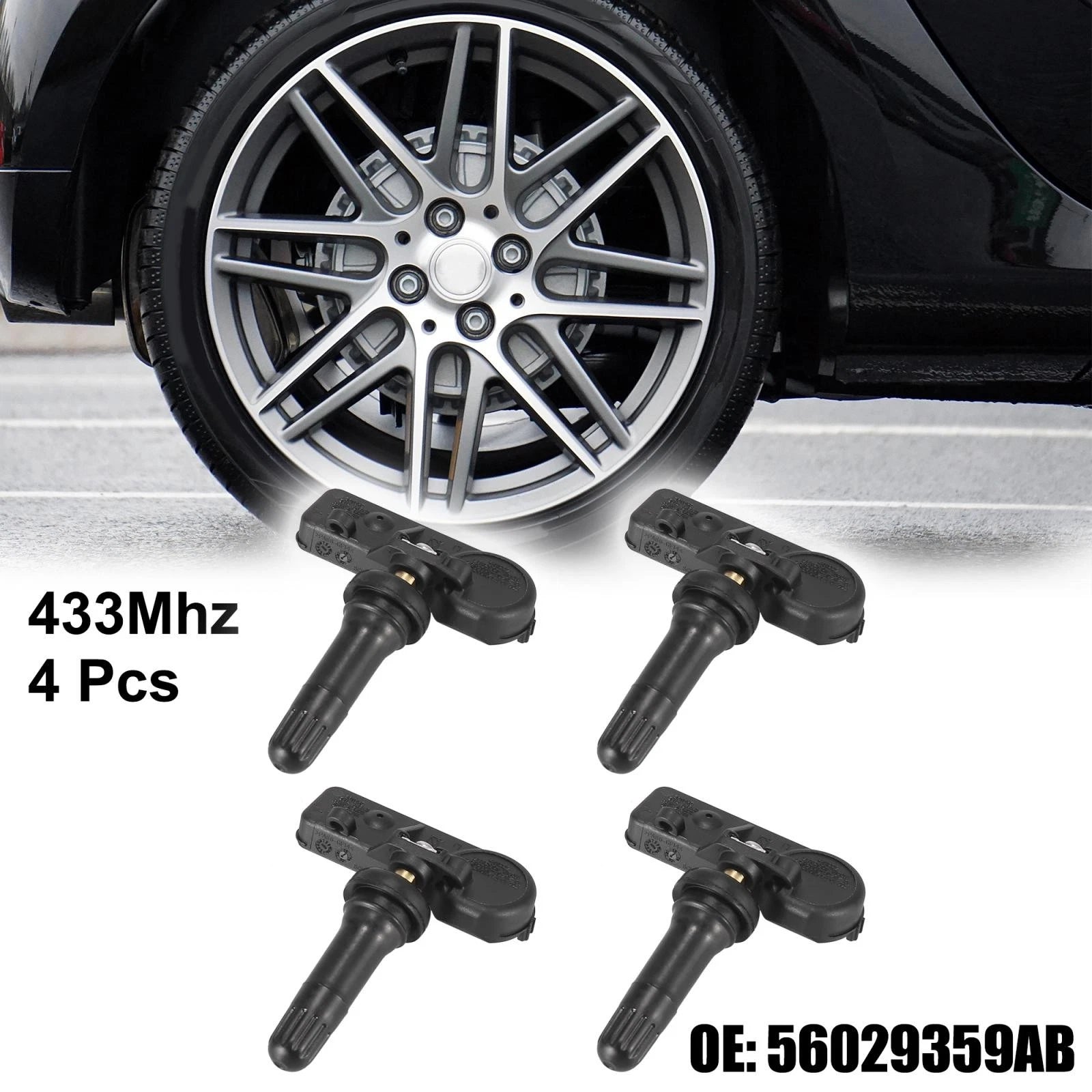 Set of 4 Tire Pressure Sensors 433MHz 56029359AB for Chrysler Jeep Dodge 