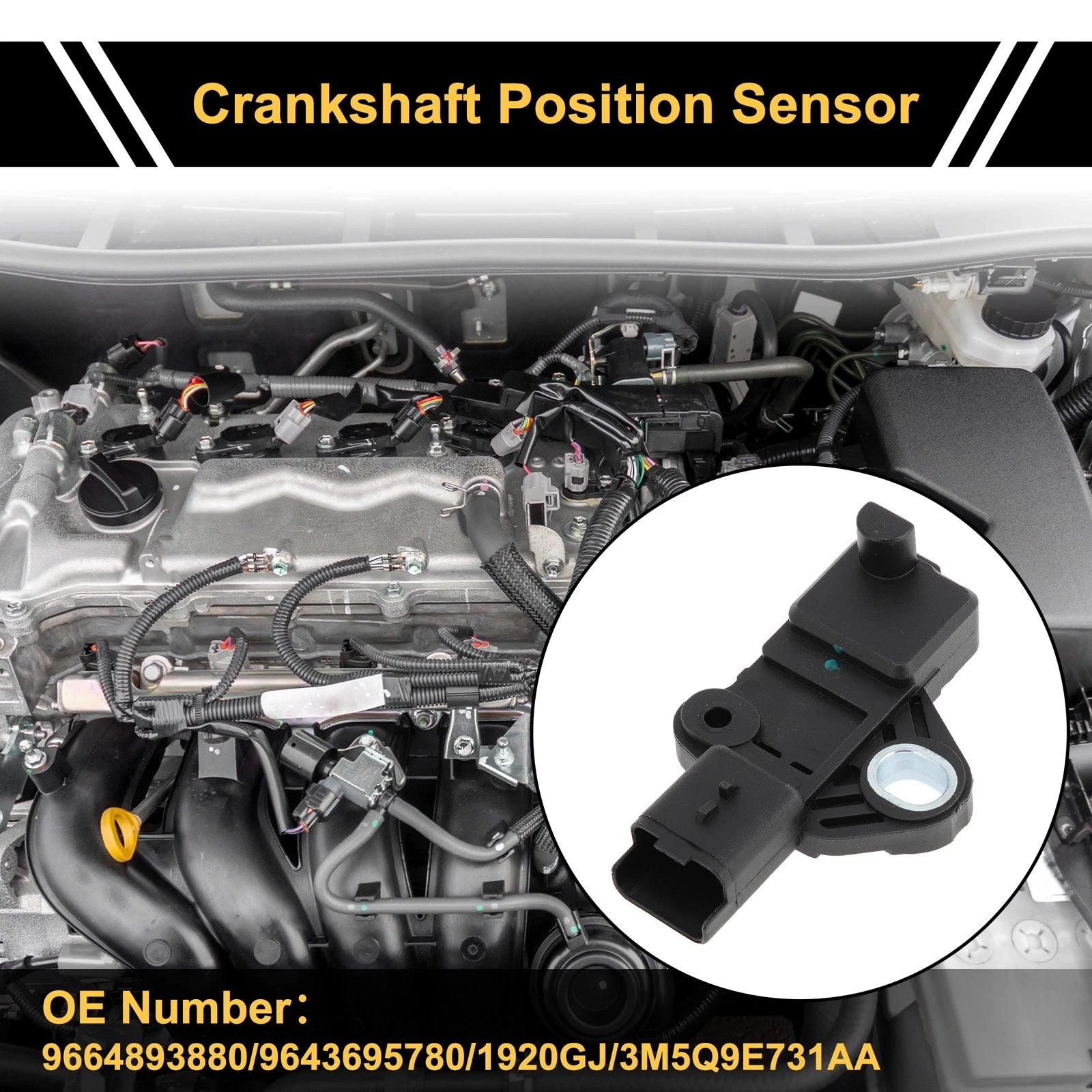 1 Pc Crankshaft Position Sensor No.9664893880 for Ford Kuga (2008–2010)