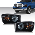 Smoke Black Headlights for Dodge Ram 1500 2500 3500 (2006–2009)