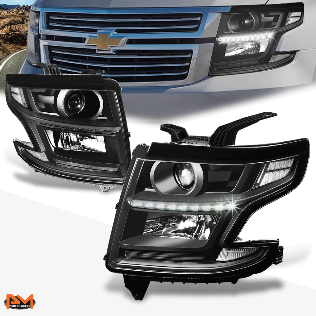 Set of 2 OE Projector Headlights with LED DRL for Chevy Suburban/Tahoe (2015–2020)