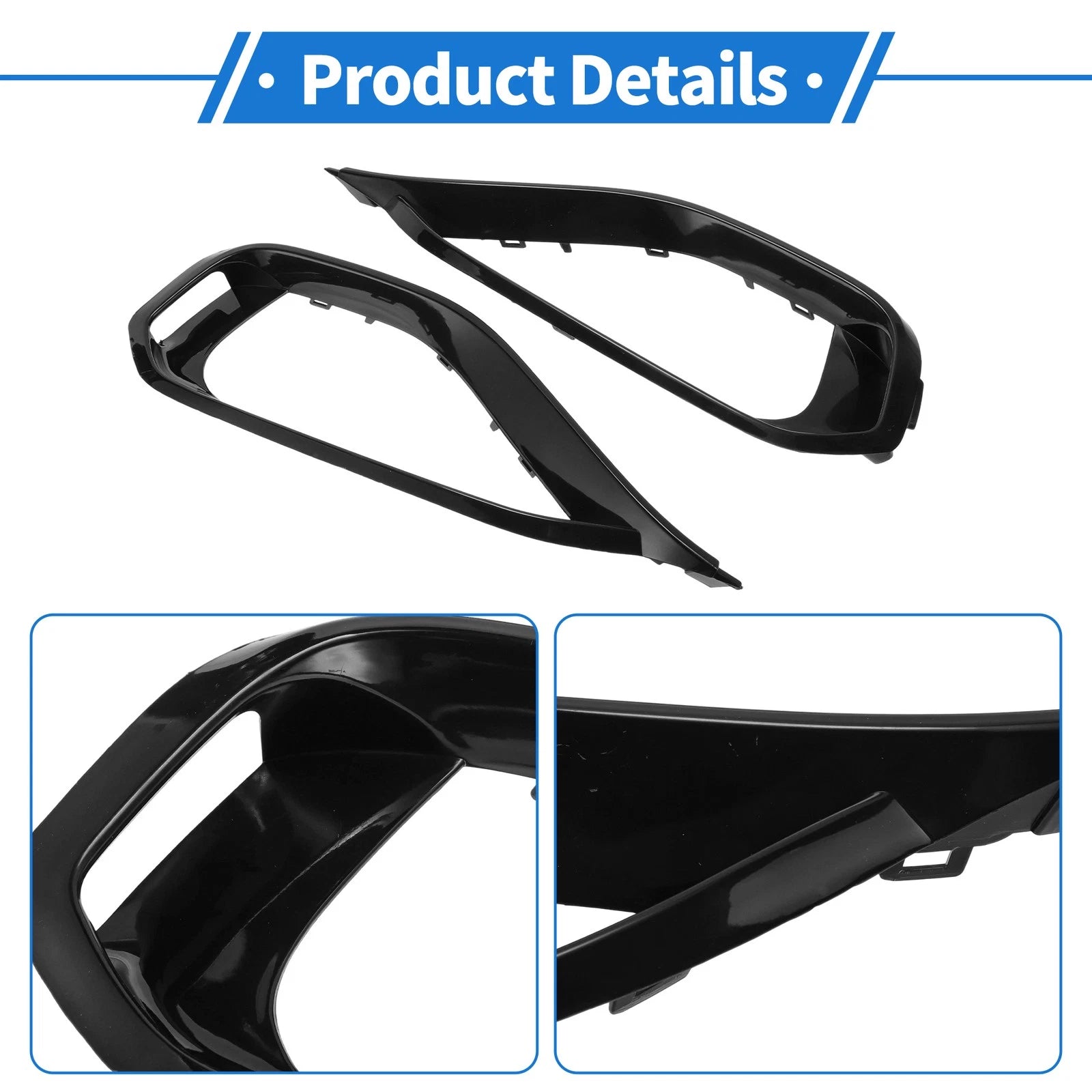 Fog Light Grill Set of 2 No.51117294839/51117294840 for BMW 428i (2014–2016) Black ABS
