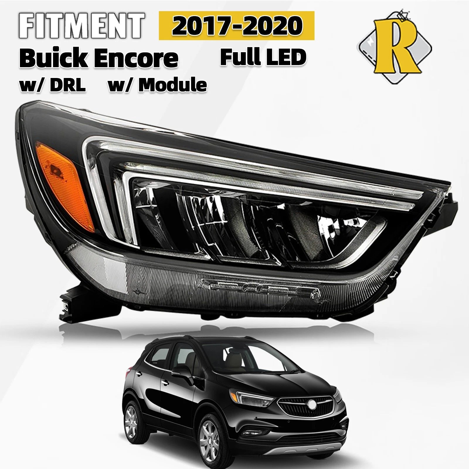 Full LED Headlight for Buick Encore (2017–2020) Passenger Side 42740098