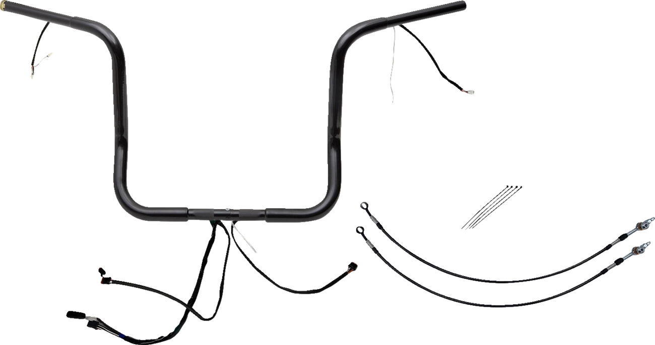 1-1/4" Round Top Handlebar Kit for Harley Davidson (EZ Install, 14", Black)