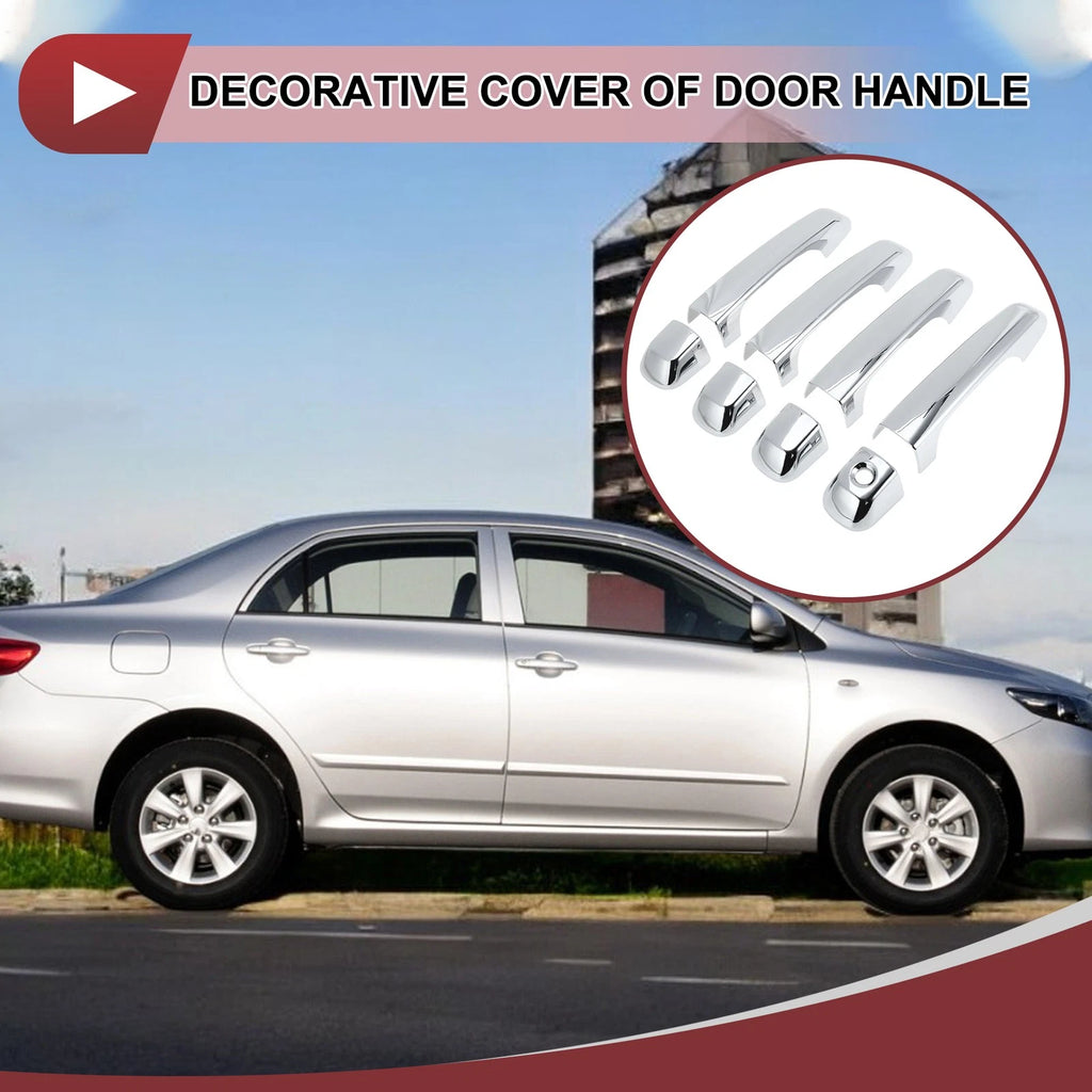 Set of 4 Car Door Handle Covers for Toyota Land Cruiser Prado  Silver Tone
