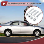 Set of 4 Car Door Handle Covers for Toyota Land Cruiser Prado  Silver Tone