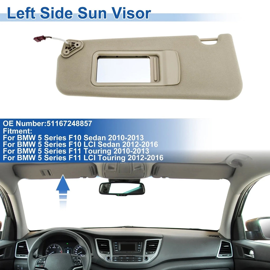 Left Side Sun Visor for BMW 5 Series F10 Sedan Beige