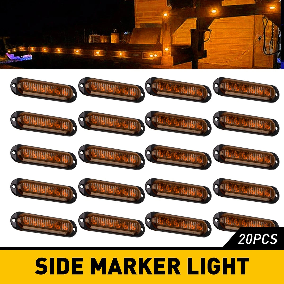 20X Side Marker LED Light for Truck Trailer Lorry Boat (Lens)