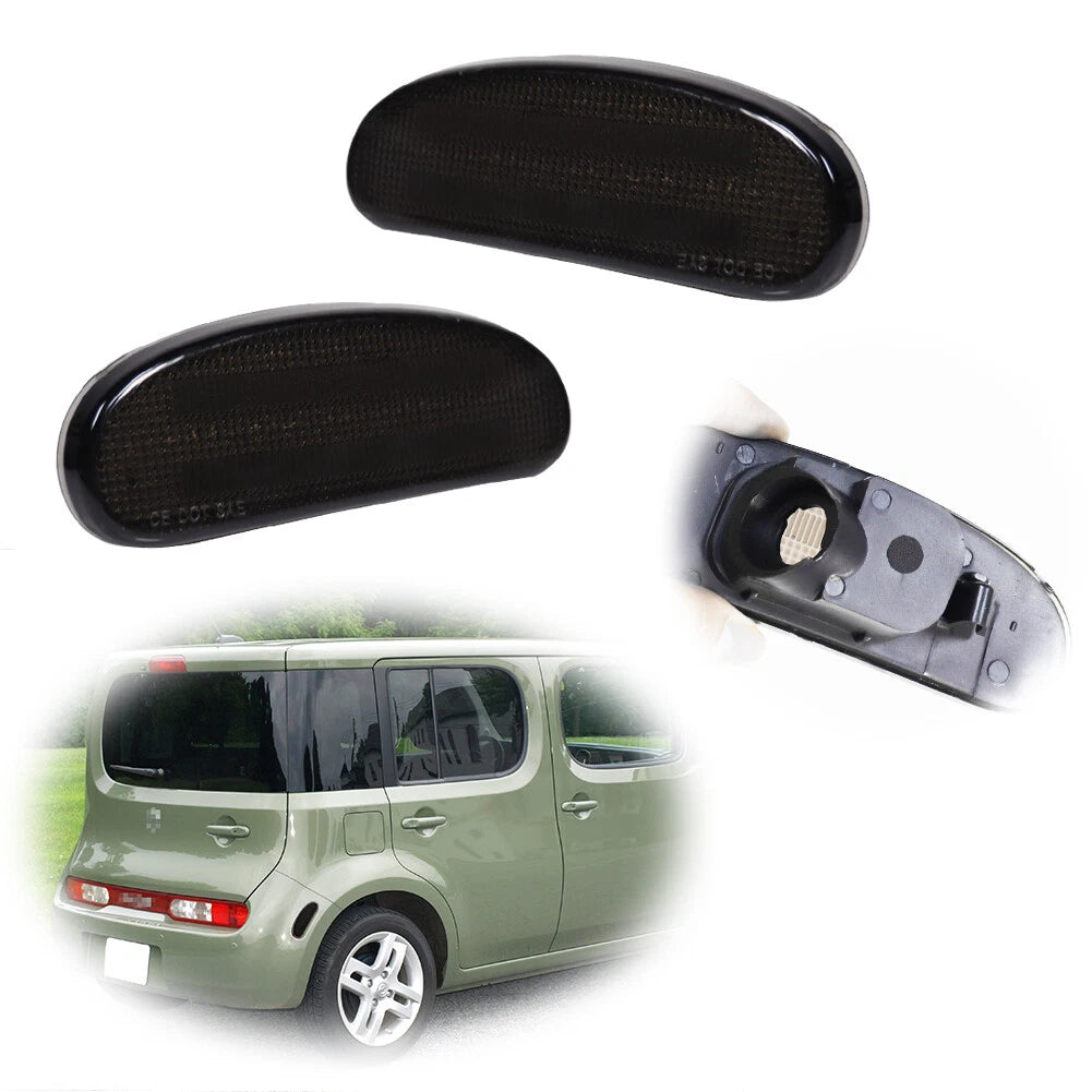 Smoked Lens Rear Bumper Side Marker Light Covers for Nissan Cube (2009–2014)