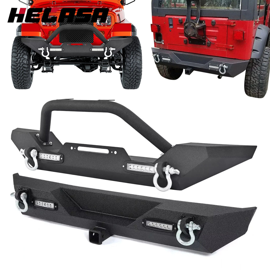 Powder Coated Front & Rear Bumper w/ D-Rings for Jeep Wrangler TJ YJ (1987–2006)