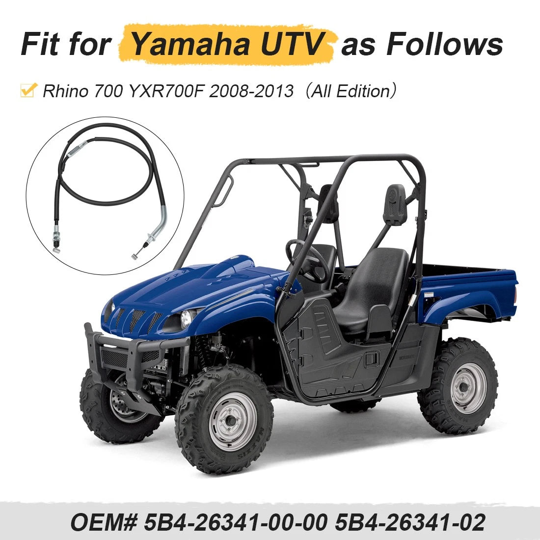 Park Brake Cable for Yamaha Rhino 700 YXR700F (2008–2013) 5B4-26341-00-00