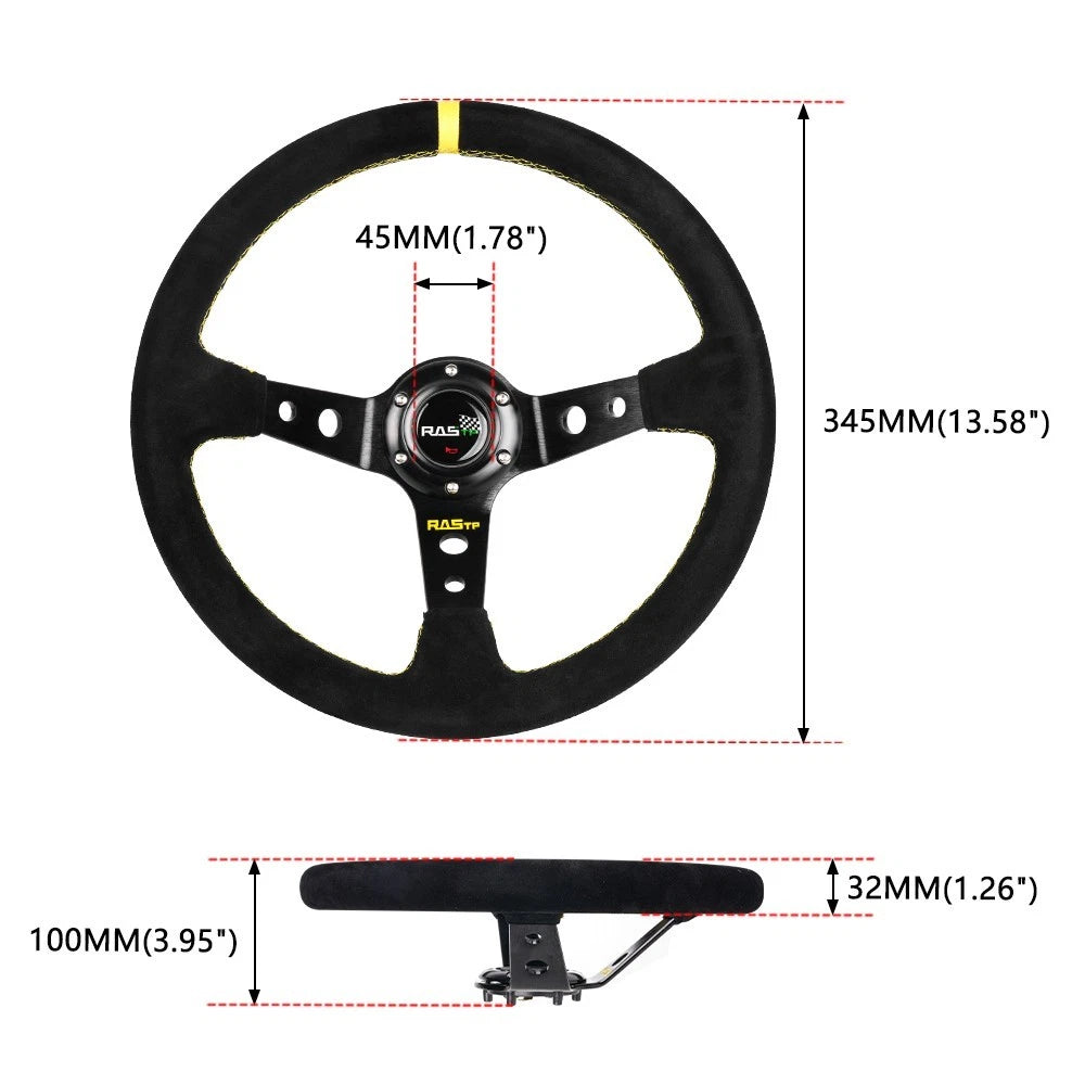 Deep Dish Suede Steering Wheel + Hub Adapter for Honda Civic (1996–2000)