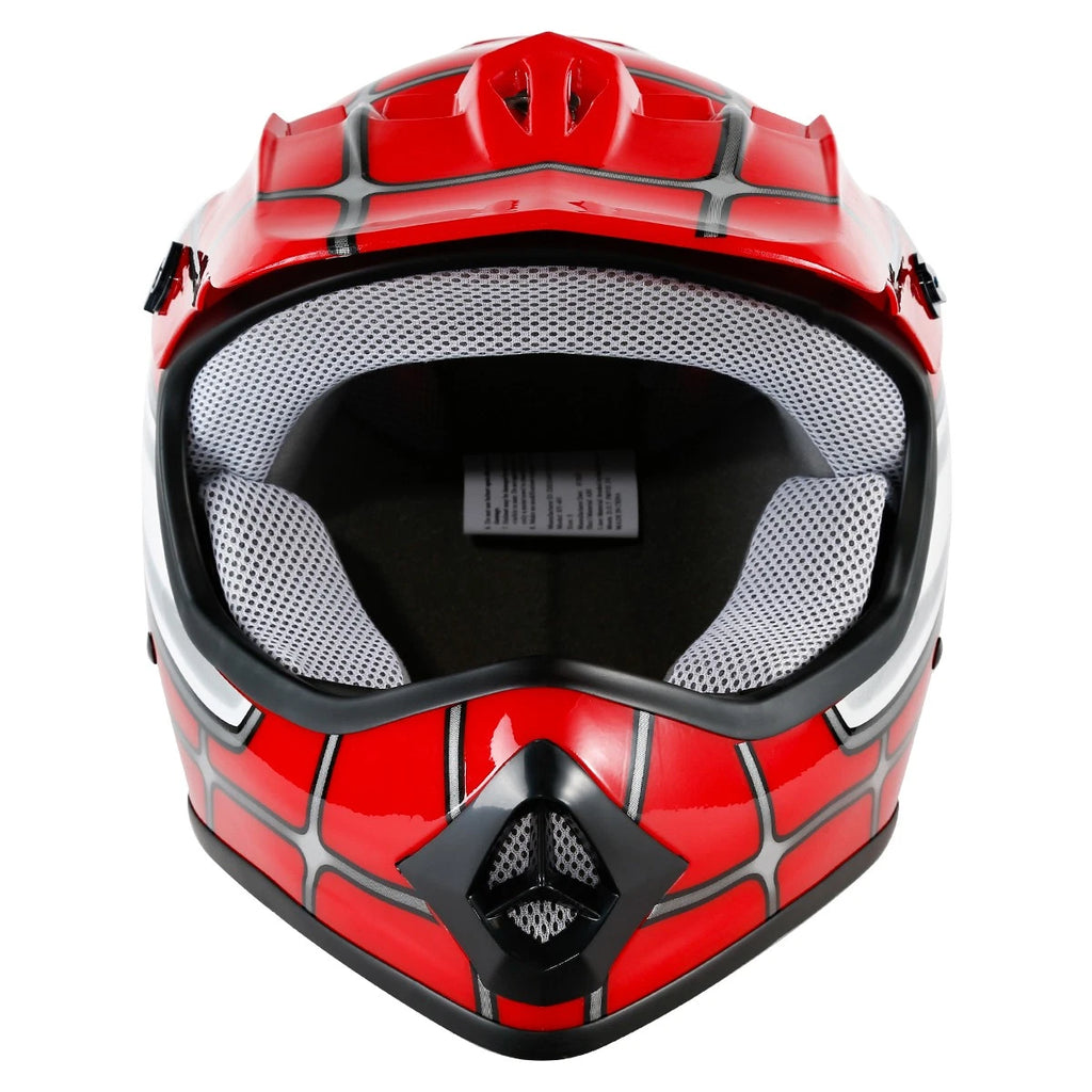 Youth Motocross Helmet for Kids (DOT Approved) Red Spider Net Off-Road
